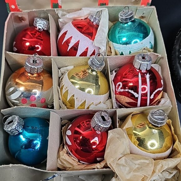 9pcs Christmas Ornaments Baubles Made In Germany Vintage Mercury Glass set - Picture 2 of 14